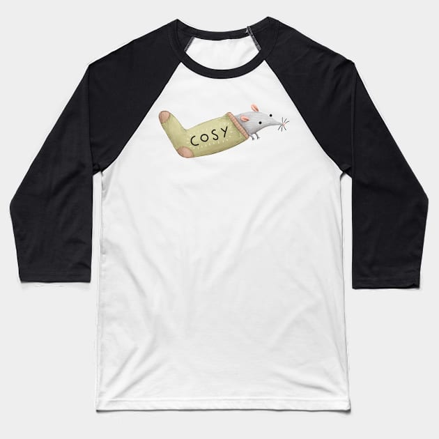 Cosy Sockmouse Baseball T-Shirt by Sophie Corrigan